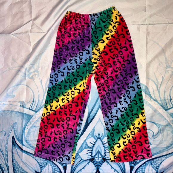 Heartbreaker Pajamas Rainbow Leopard Fleece Pajama Bottoms Girls